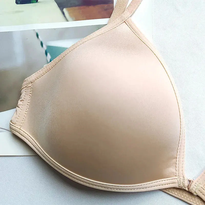 FINETOO nude seamless triangle-cup bra with thin straps