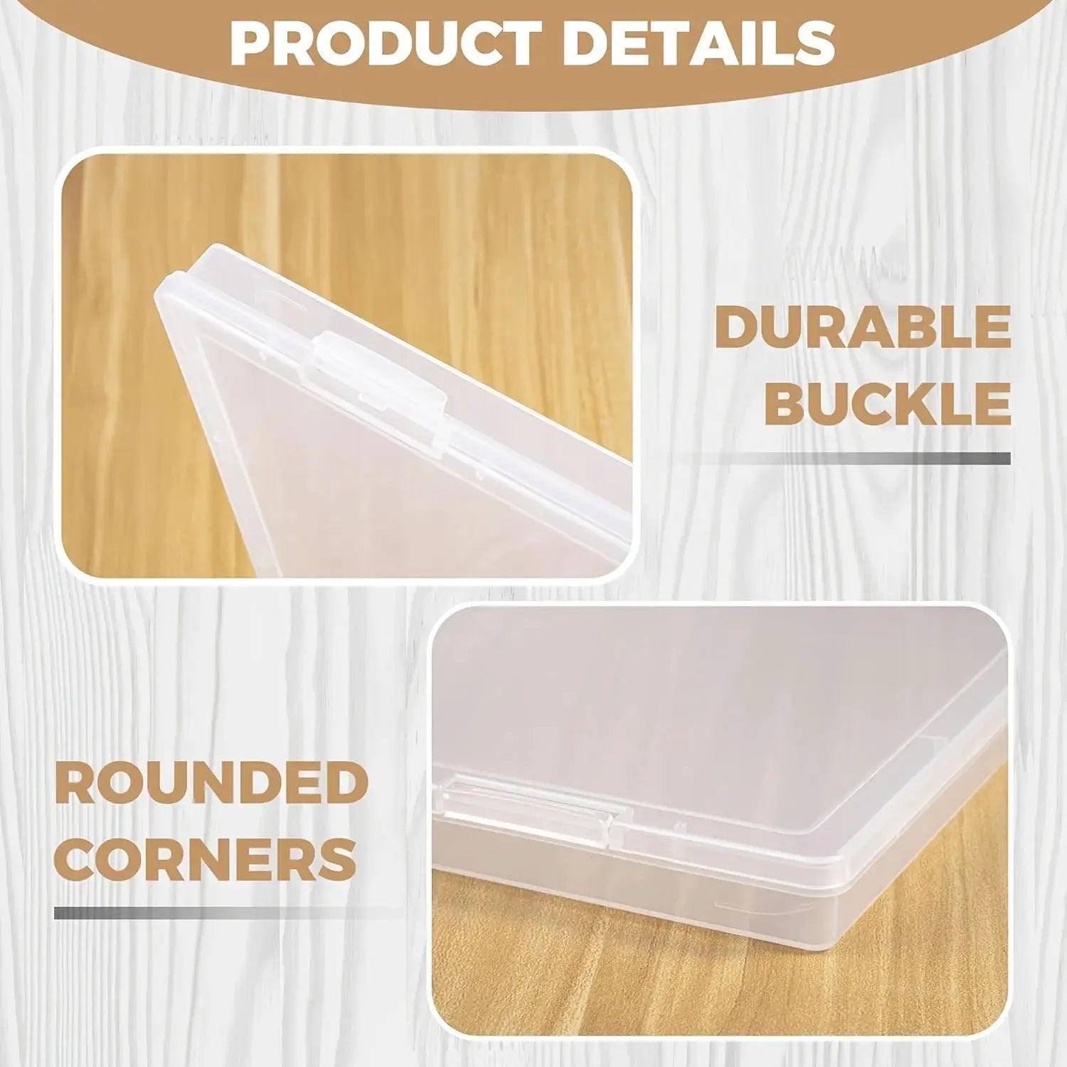 4/8-pack A4 clear plastic storage containers with lids, featuring rounded corners and lid latch
