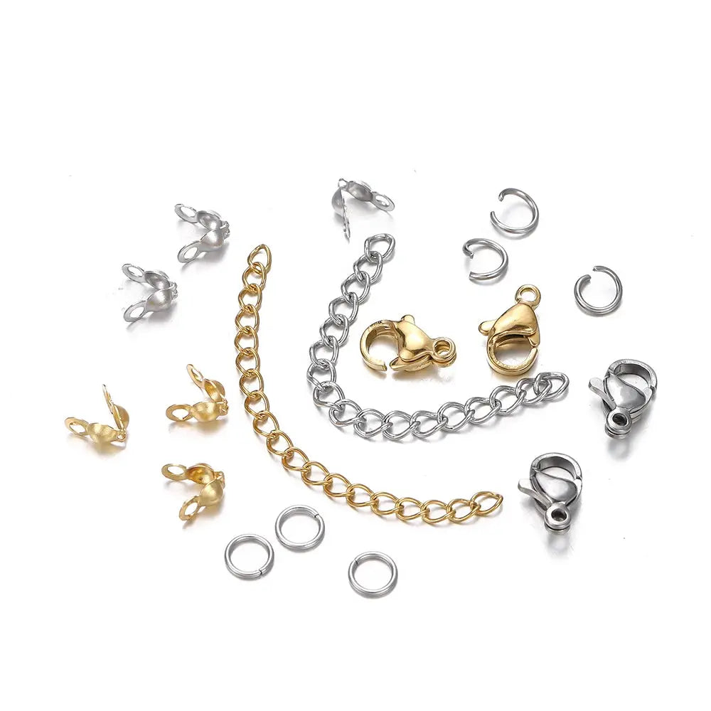 370 To 570 Pcs Jewelry Making Kit With Lobster Clasps Open Jump Rings End Crimps Beads Box For Bracelets And Necklaces