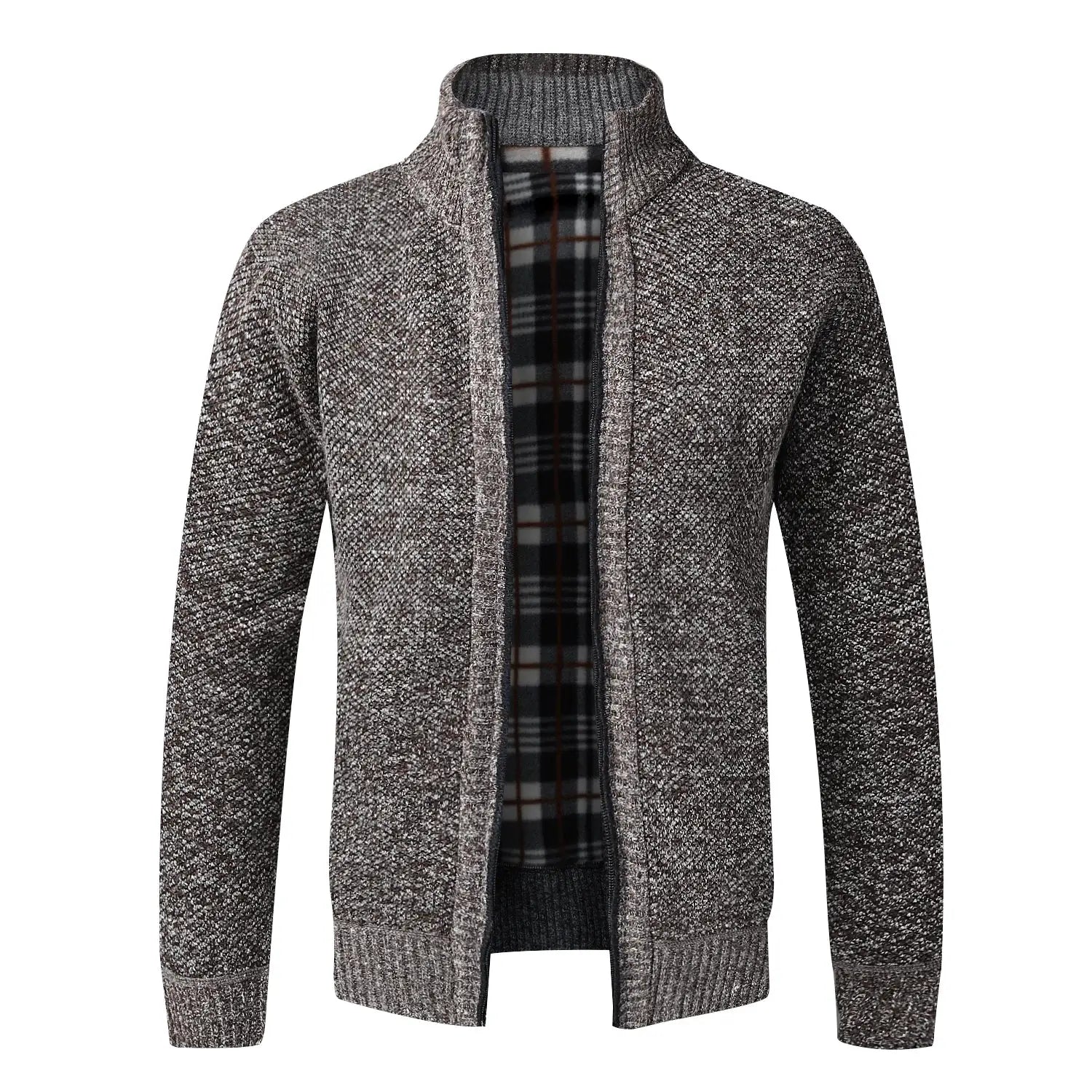 Autumn Winter Warm Cardigan For Men Fleece Full Zip Jacket Slim Fit Luxury Knitted Sweater Coat American Jersey