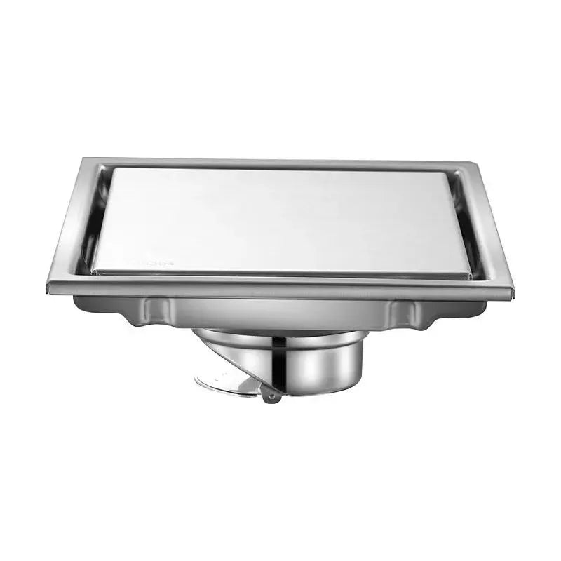Large flow square stainless steel floor drain with base for bathrooms, anti-odor