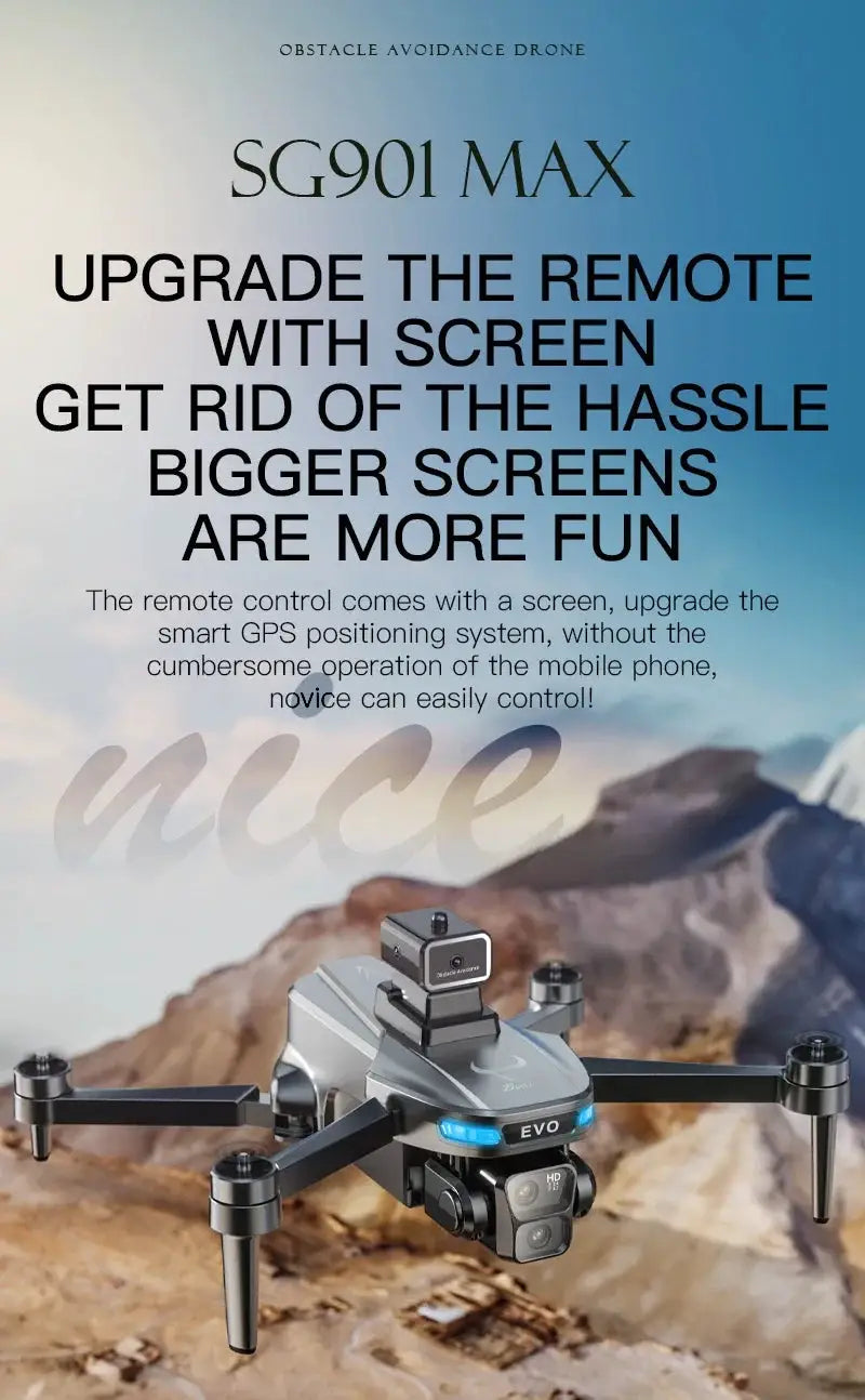 SG901 MAX folding quadcopter with obstacle avoidance and built-in screen remote, Simples Market drone.