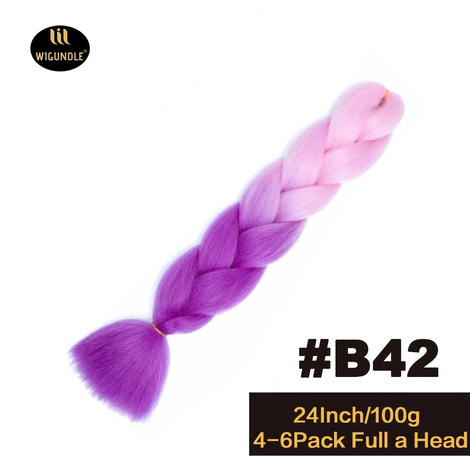 Long 24-inch jumbo braid extensions, pink–purple ombre, synthetic Kanekalon hair by Simples Market (WIGUNDLE)