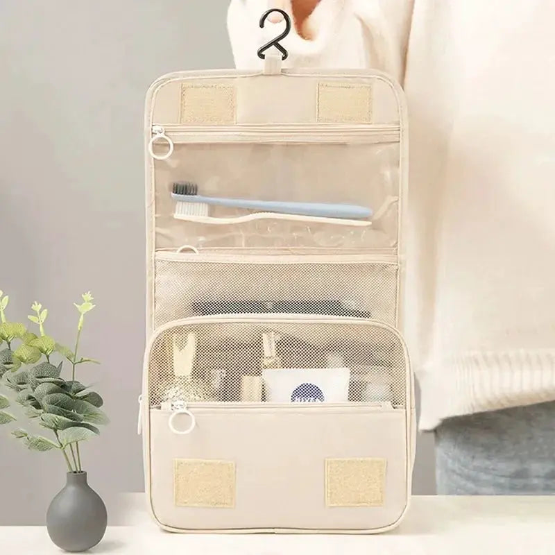 VoyagePro Waterproof Travel Makeup Bag Hanging Toiletries Organizer With Multiple Compartments For Easy Packing