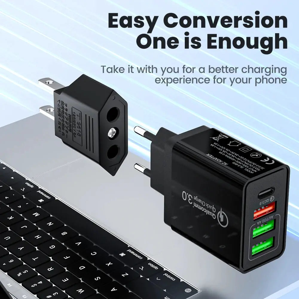 US To EU Travel Adapter Plug With Pure Copper Conductor And Flame Retardant Shell For Safe 10A Use