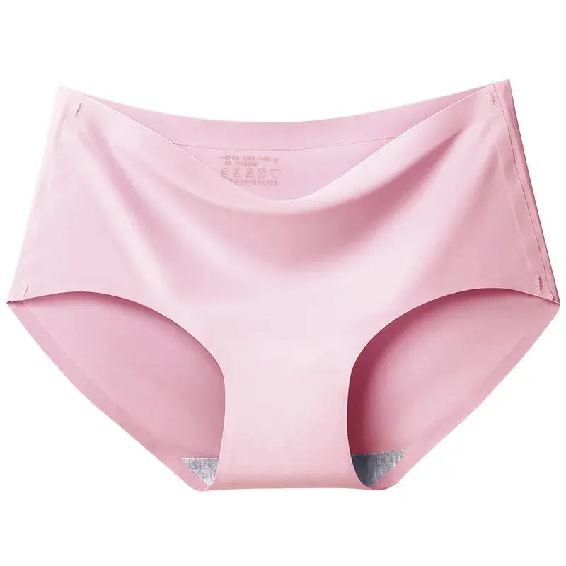 Panties pink seamless satin briefs; breathable plus-size underwear