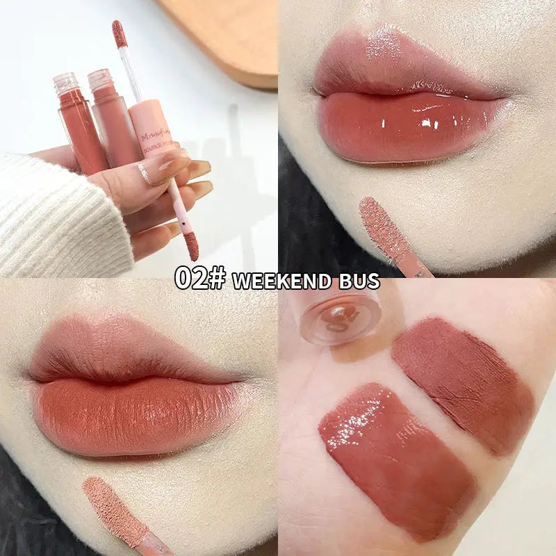 LuxeLips Double End Lip Glaze With Gloss And Matte Velvet Finish For Long Lasting Color And Hydration