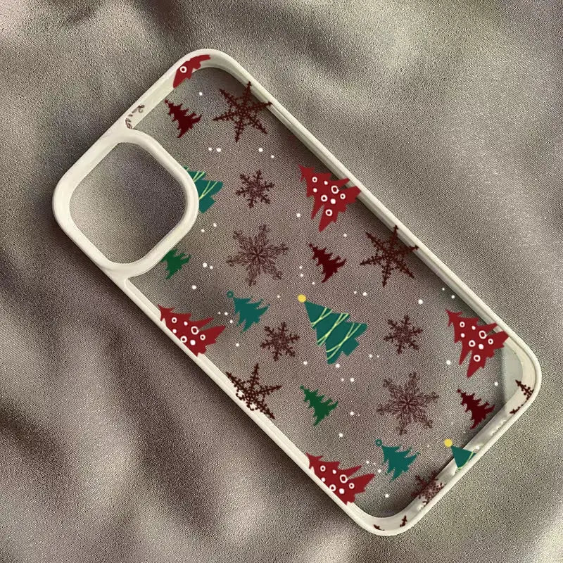 FestiveGuard Christmas Tree Snowman Clear Case For iPhone 11 Through 17 Pro Max Air Shockproof Cover
