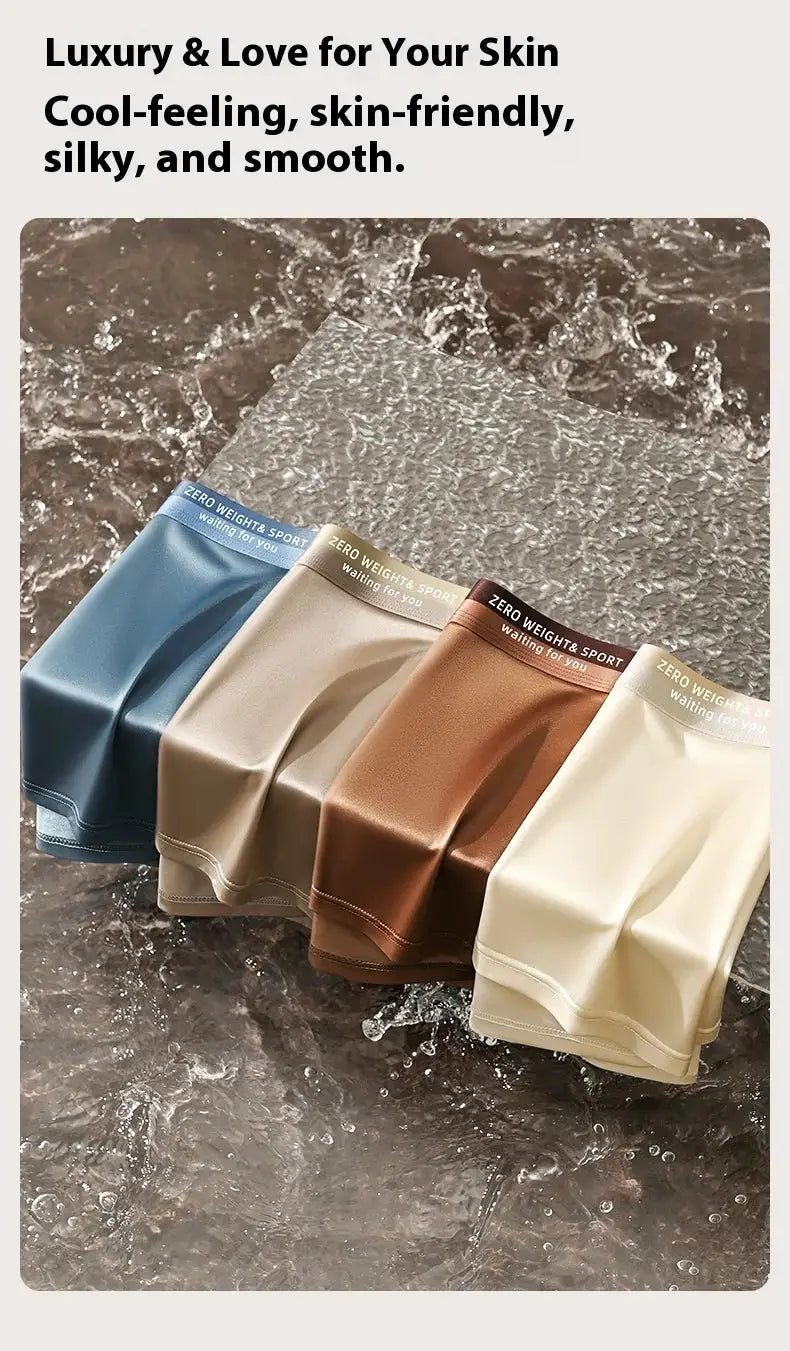 Men's ice-silk boxer shorts, 5-color pack, breathable silky underwear by Simples Market