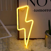 Lightning LED neon light in yellow, USB/battery powered decorative lamp