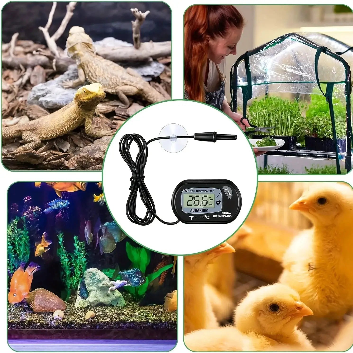 2 4 8 Pcs LCD Digital Aquarium Thermometer For Fish Tank With Water-Resistant Sensor Probe And Suction Cup For Reptile