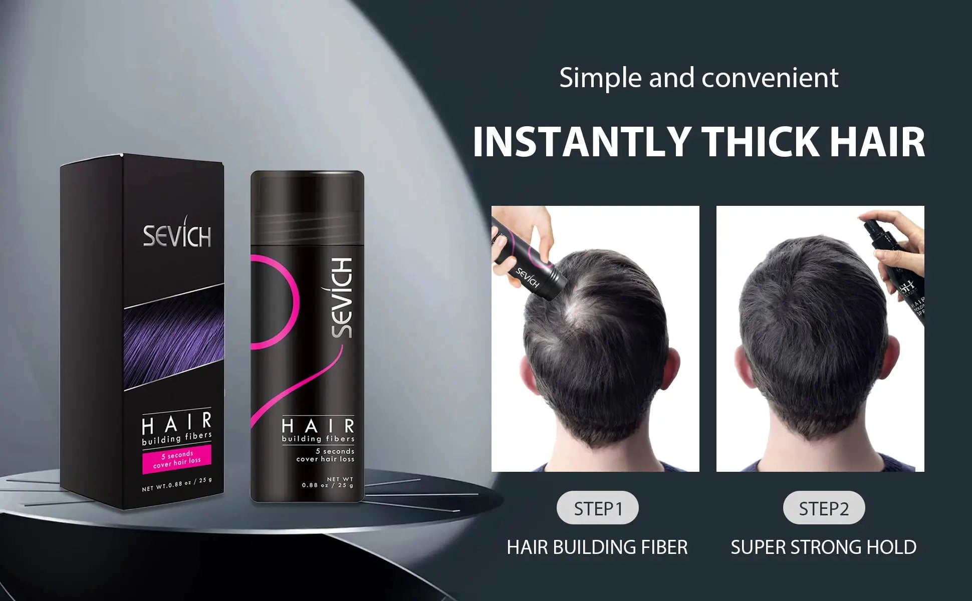 SEVICH Hair Building Fiber Set Cover Sparse Hair Or Bald Spots Hair Loss Regrowth Treatment Keratin Hair Fiber Powder Applicator