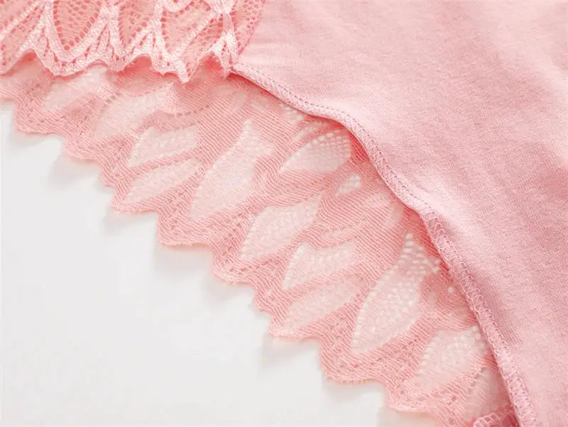 FINETOO 3Pcs pink lace hollow-out low-waist briefs set Simples Market