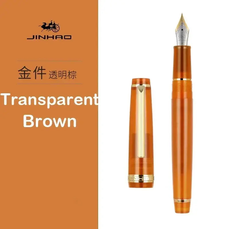 Jinhao 82 fountain pen in transparent brown with gold trim; 0.38/0.5/0.7mm extra-fine nib