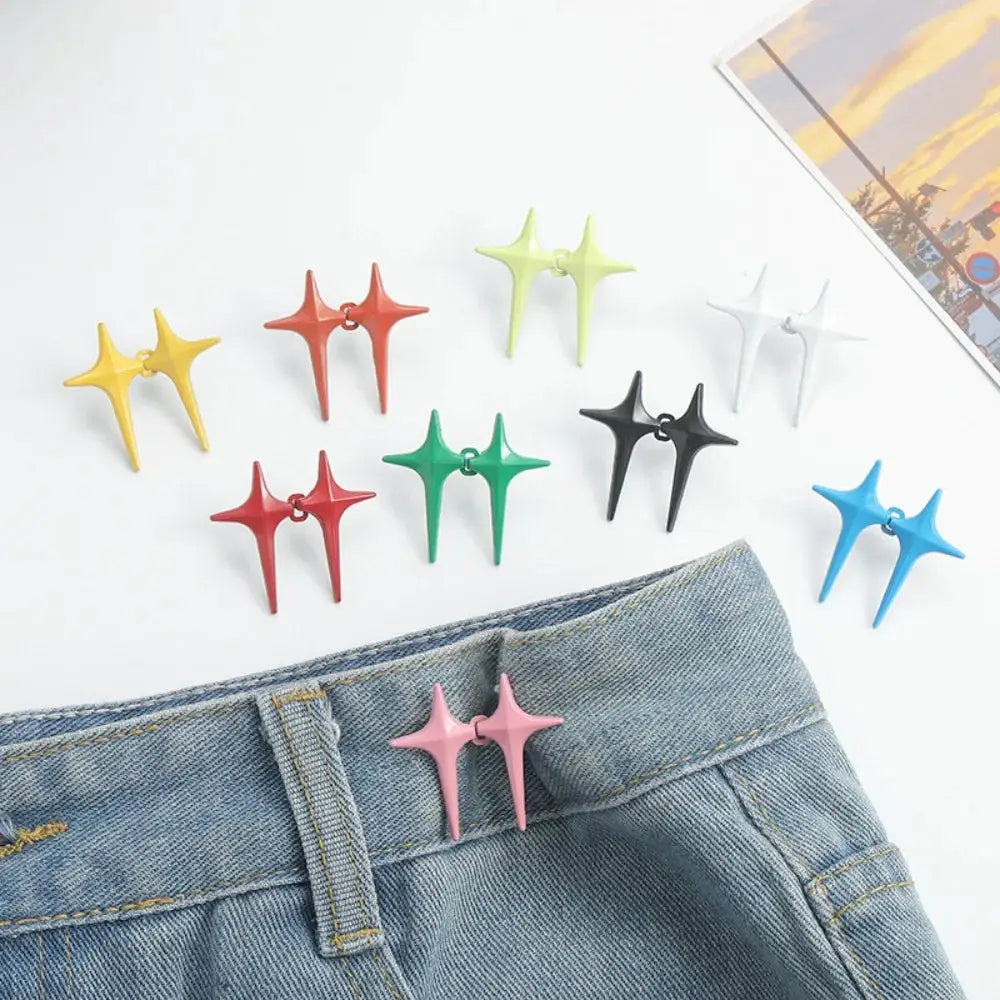 StarWear Star Shaped Waist Buckle Decorative Detachable Buttons No Sew Waist Adjustment Quick Easy Fit Zinc Alloy