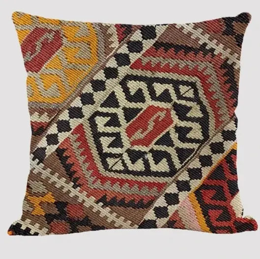Bohemian linen cushion cover by Simples Market in multicolor abstract geometric print for living room sofa