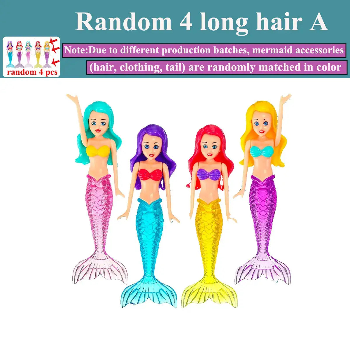 Mermaid Water Play Toys Variety Pack for Pool Beach and Bath Time Kids Gift 3 or 4 Piece Bag