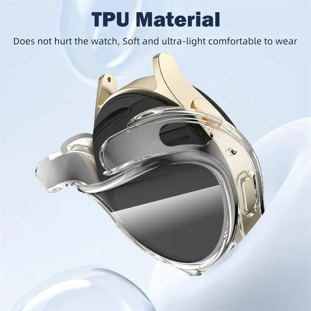 Full-cover TPU watch case for Samsung Galaxy Watch 7/6/5/4/FE, clear bumper with screen protector