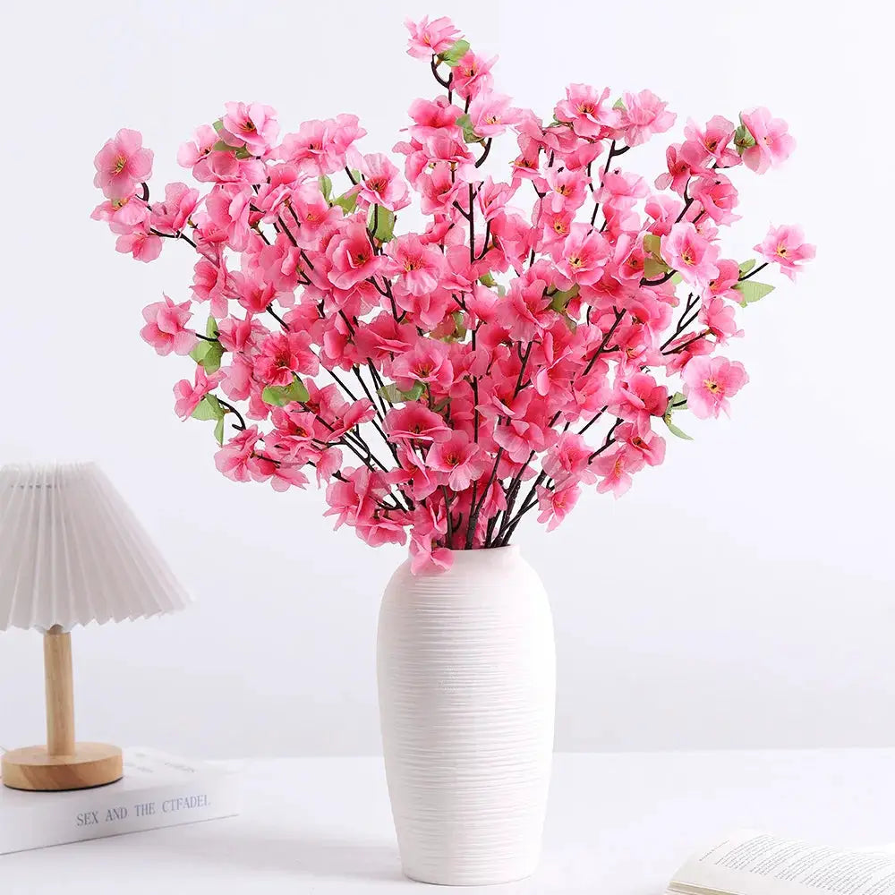 Peach Blossom Artificial Flowers Bouquet Silk Flowers For Home Decor Garden Wedding Decoration Outdoor Vase Ornament Set