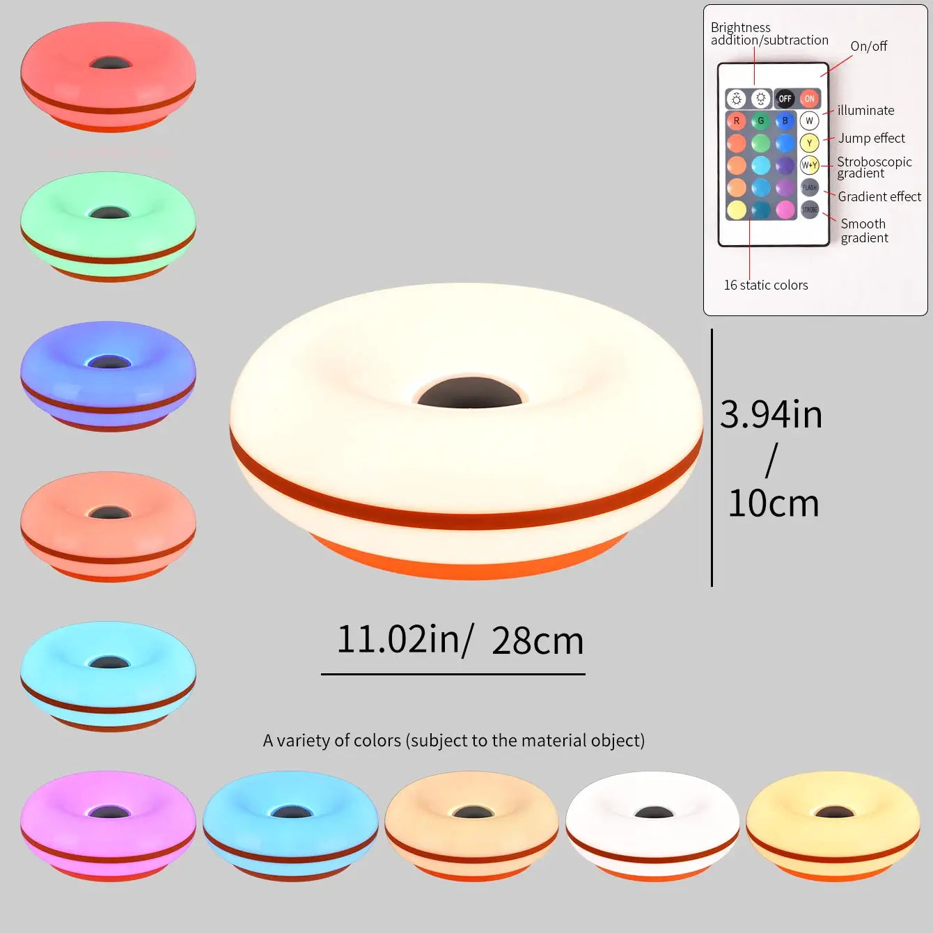 Bauhaus donut USB table lamp by Simples Market with RGB color options and remote control