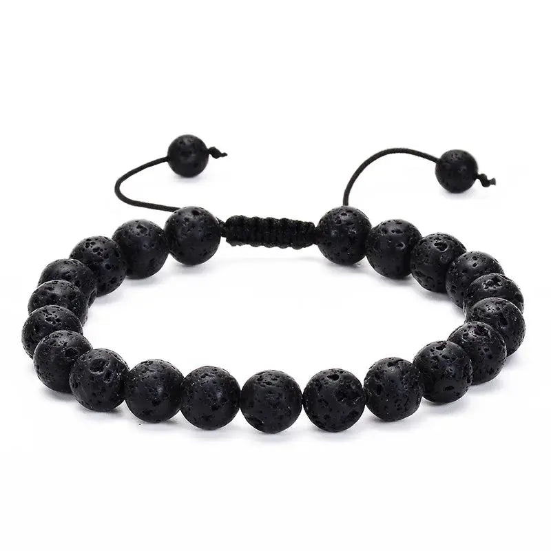 8mm Natural Tiger Eye And Lava Rock Beaded Bracelet For Men Handmade Protection Gift