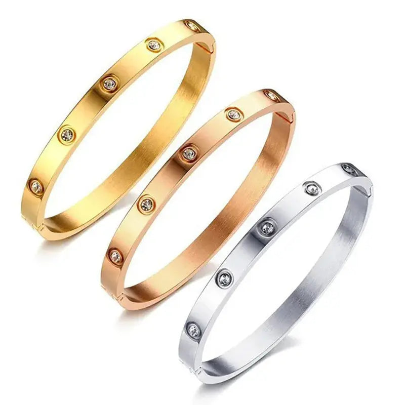 Mens Fashion Sparkling Gold Love Bracelet Bangle Jewelry Light Luxury Gift For Women And Men