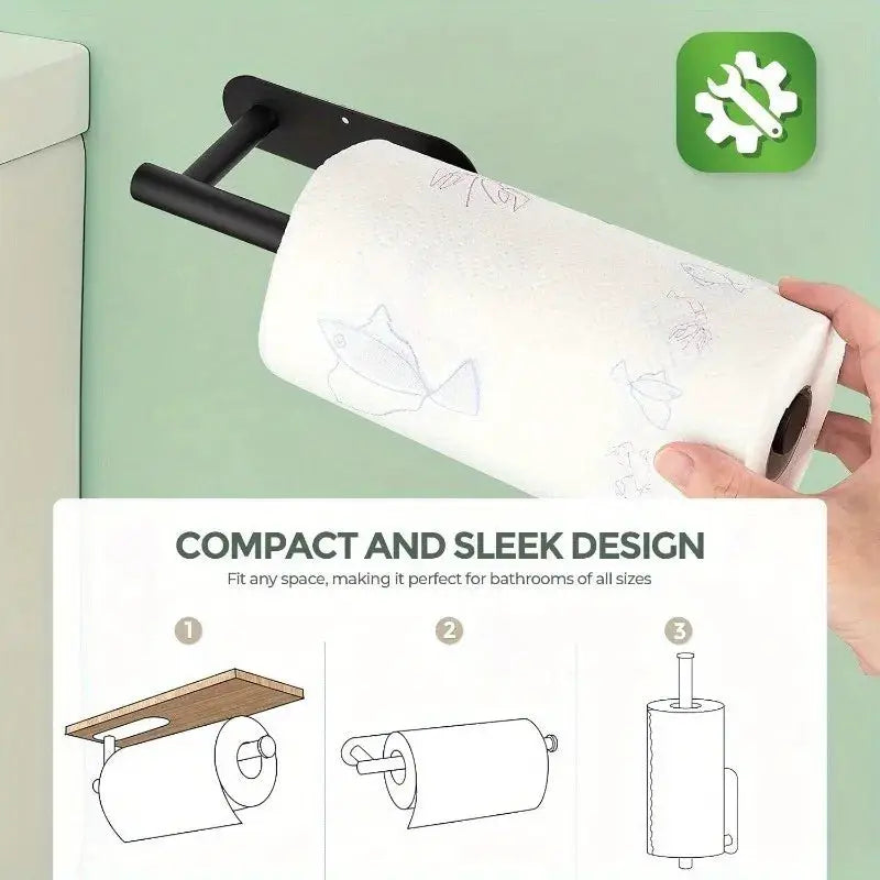 Kitchen Paper Towel Holder Adhesive Wall Mount Toilet Roll Dispenser Napkin Rack Cabinet Storage Bathroom Accessories