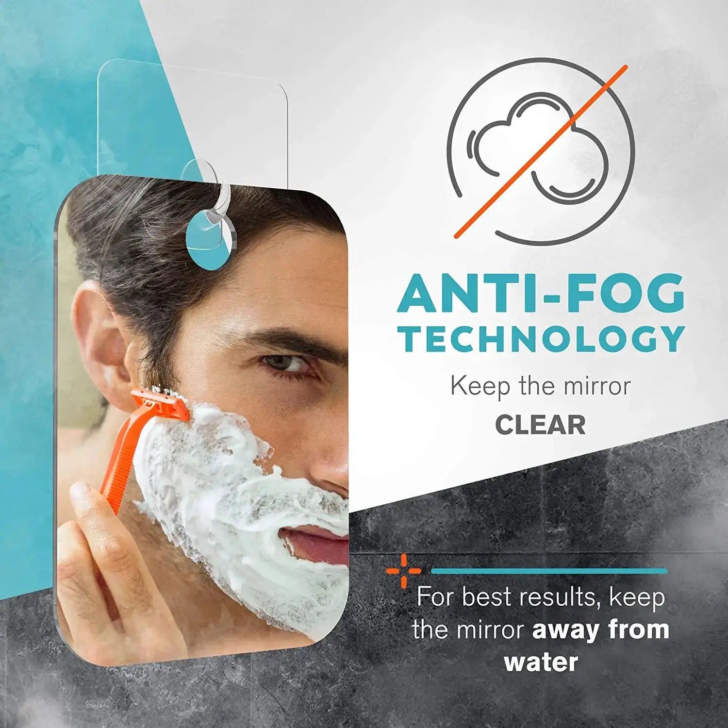 Simples Market acrylic fogless shower mirror with anti-fog technology for shaving and makeup.