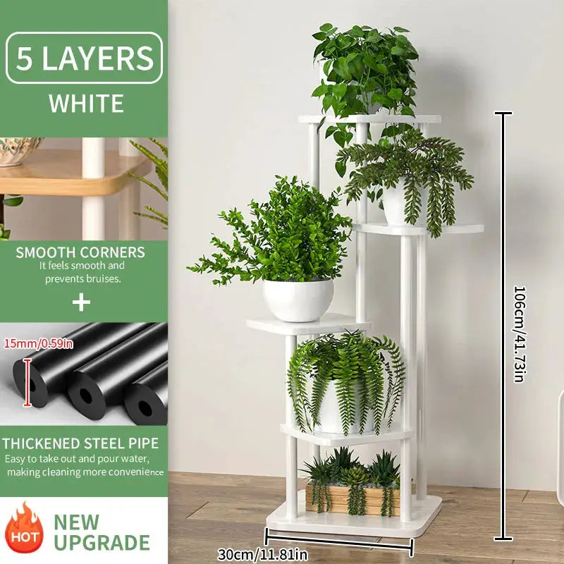 Wooden Plant Stand With Four Five Or Six Tier Flower Shelf Indoor Display Rack For Potted Plants