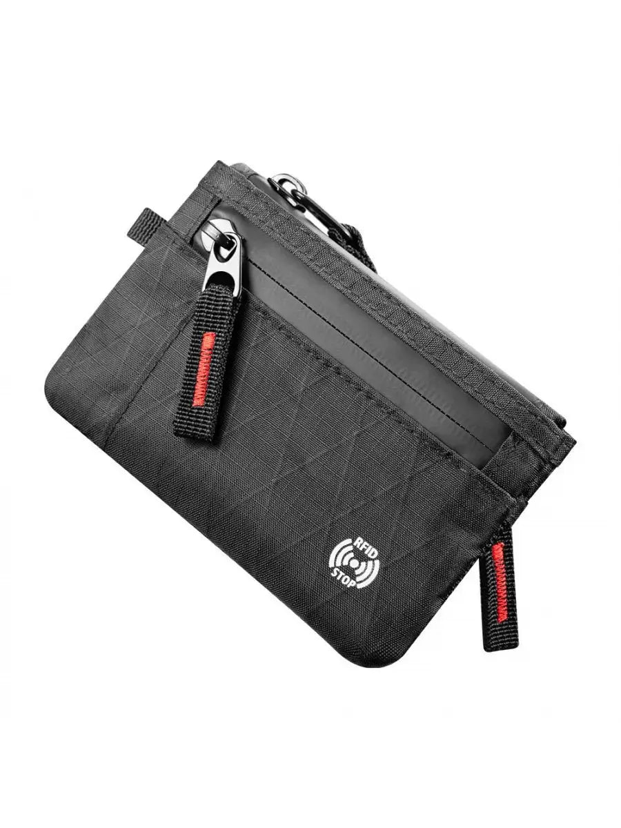 Edc fashionable RFID anti-theft ultra-thin wallet by Simples Market, black fabric card holder with zip pocket