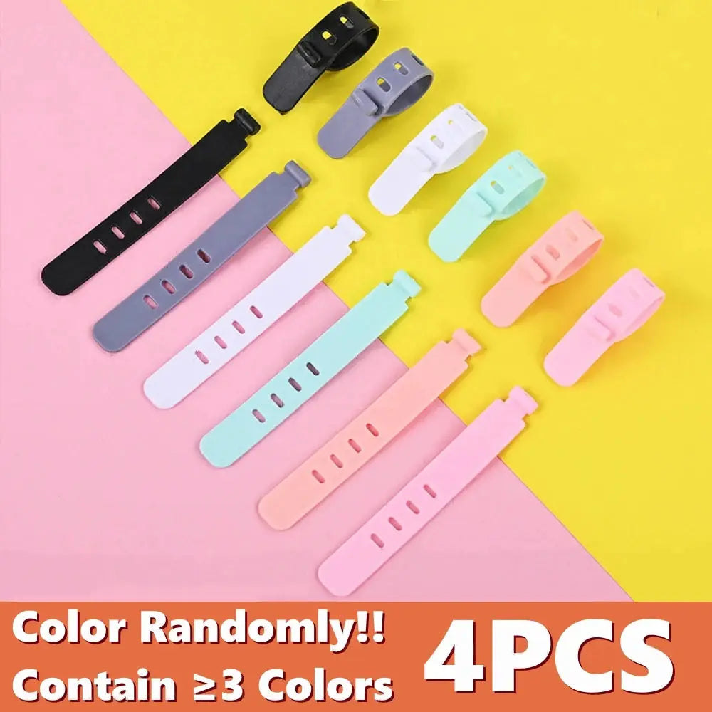 Silicone cable ties 4-pack in assorted colors for cord management