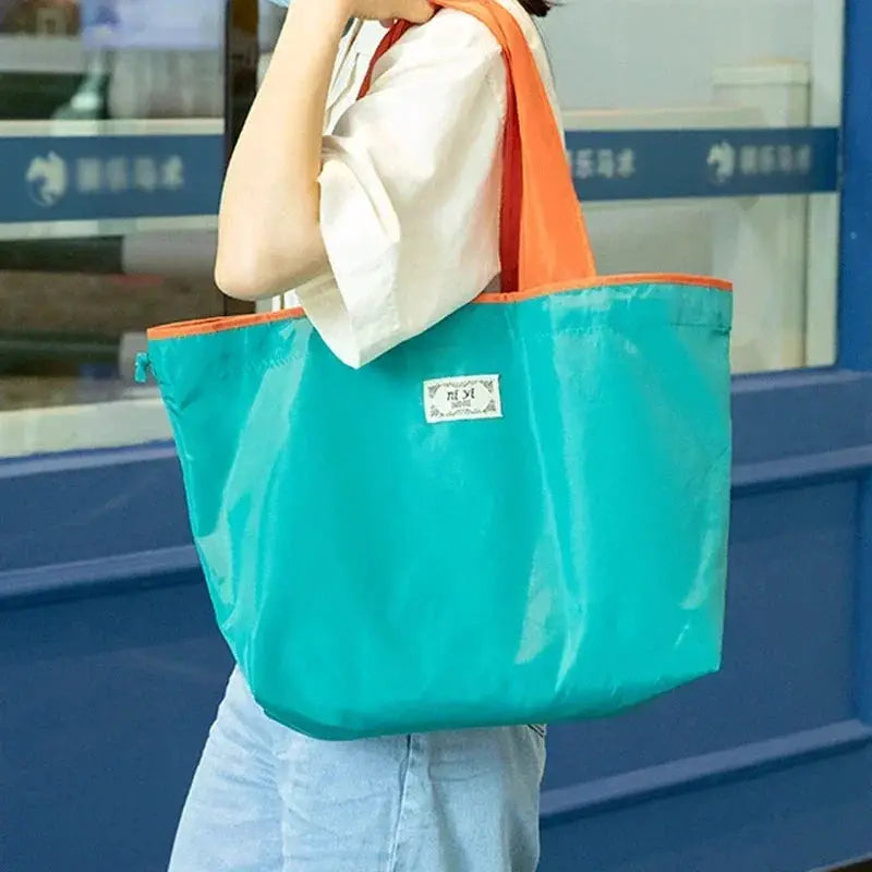 EverEco Foldable Eco Friendly Shoulder Bag Womens Reusable Grocery Tote Large Capacity Drawstring Closure