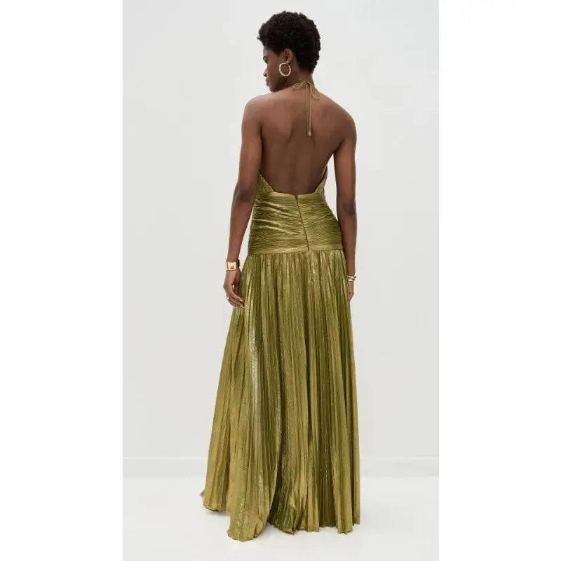 LuxeAura Luxurious Women Corset Dress Off Shoulder Halter Empire Waist With Slit Party Cocktail Evening Gown