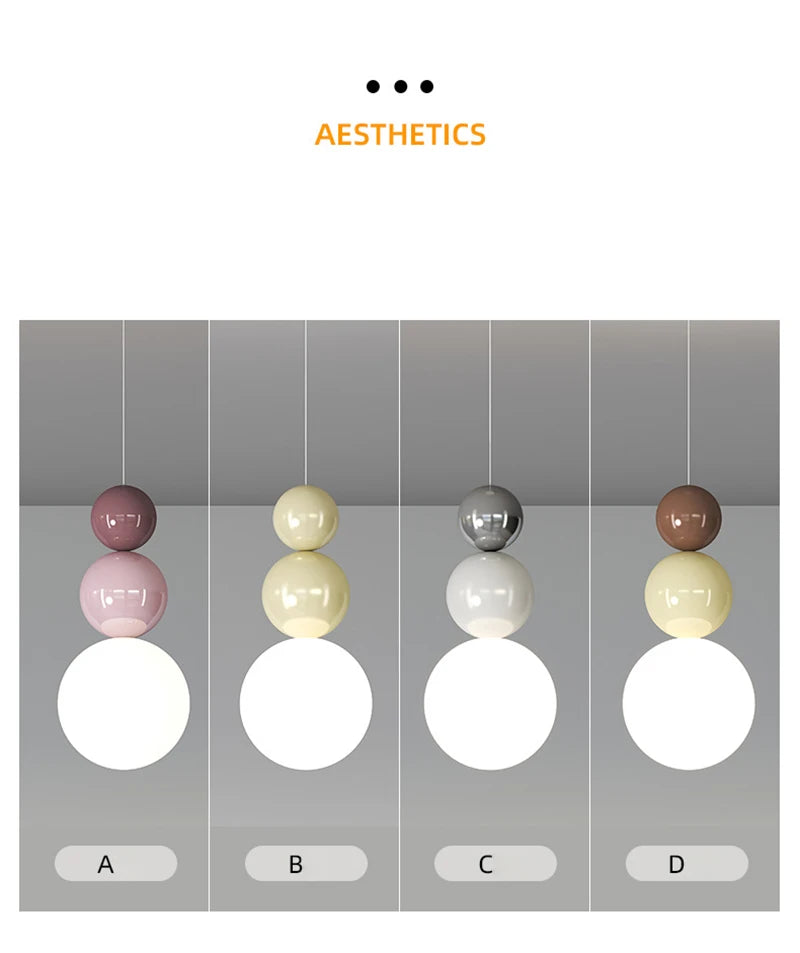 Nordic pendant light set with four pastel ceramic spheres in color pairs A–D by Simples Market
