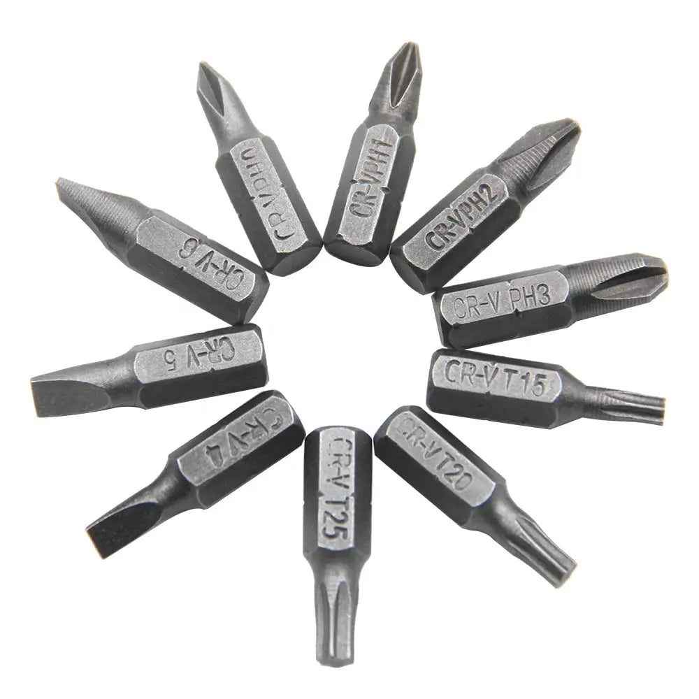 10 Piece Rubber Strip Cross Screwdriver Bit Set With 60mm Conversion Extension Rod For Woodworking Power Tools