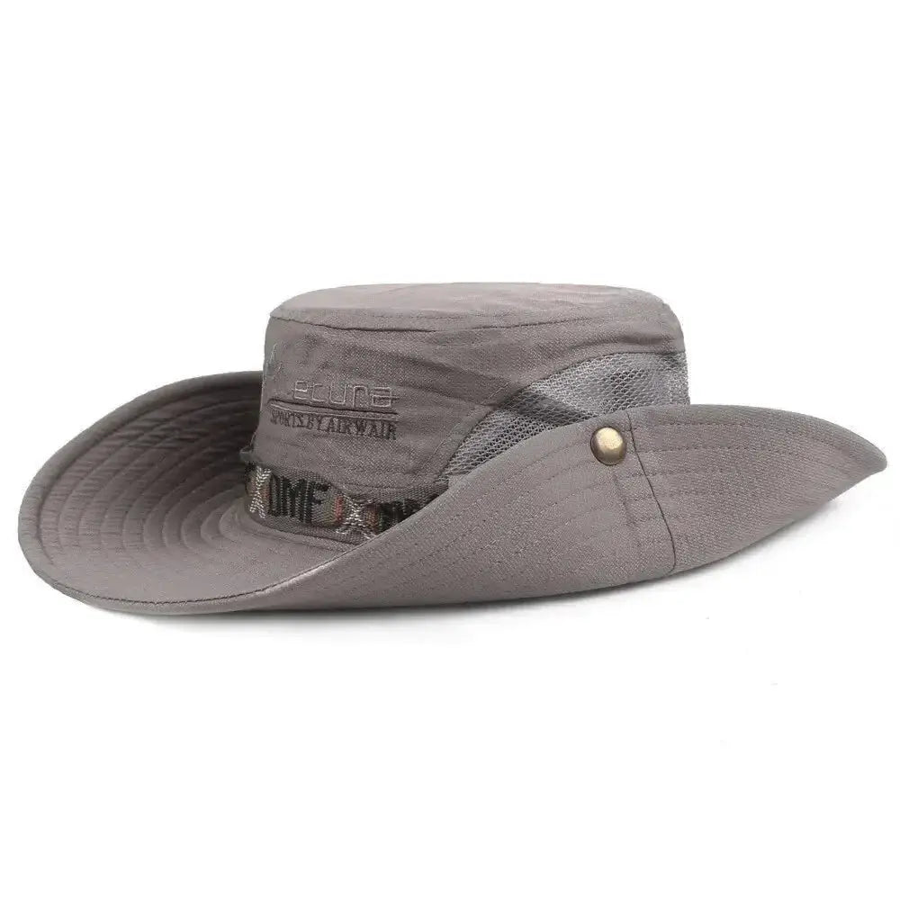 Bucket hat, gray Simples Market outdoor UV protection with wide brim and mesh panels