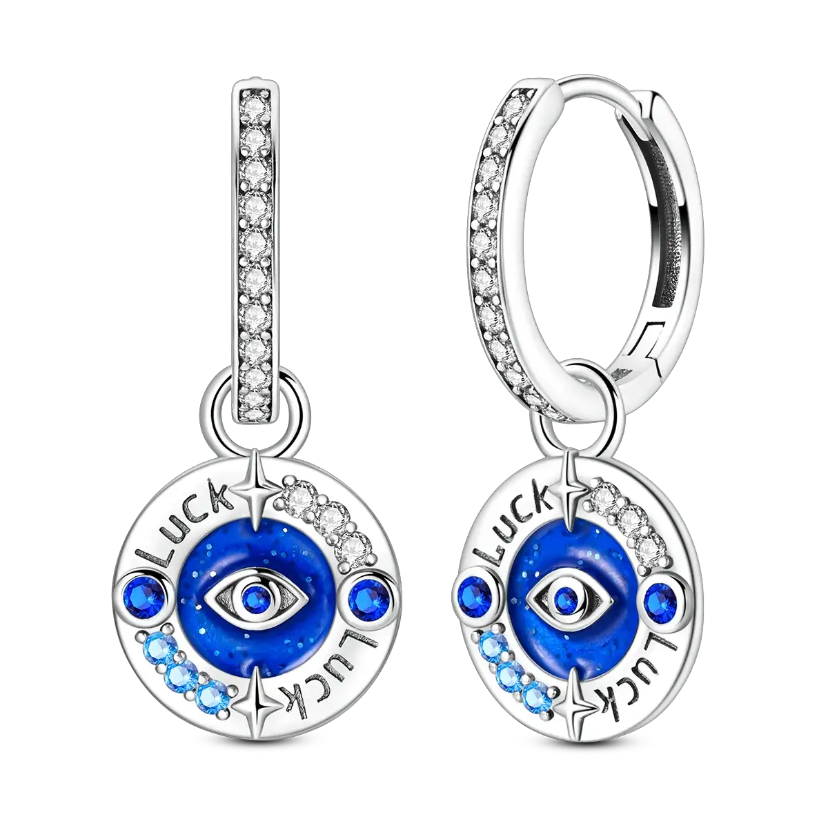 Original 925 Sterling Silver Blue Zirconium Butterfly Hoop Earrings For Women Colored Fine Jewelry Party Earrings