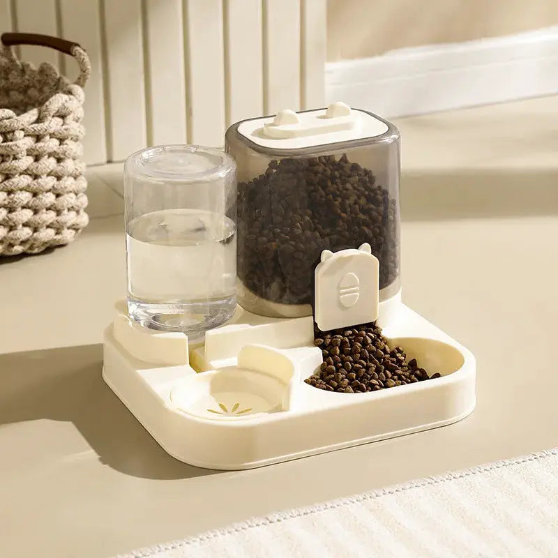 Cat And Dog Automatic Gravity Feeder With Spill Proof Design And Water Fountain Bowl Dual Function Dispenser