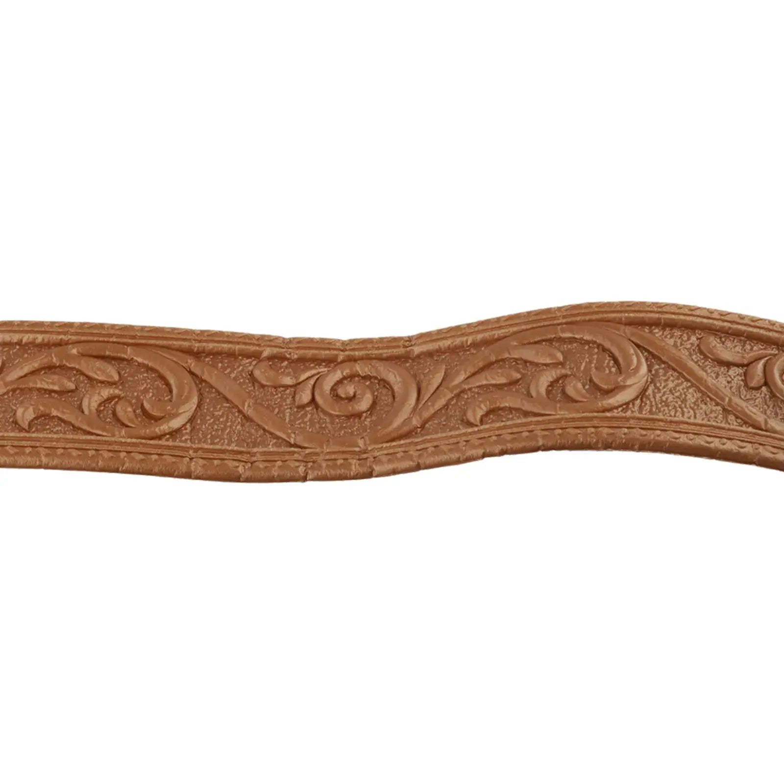 3D wall trim border in brown with ornate scroll pattern, self-adhesive waterproof baseboard decorative strip
