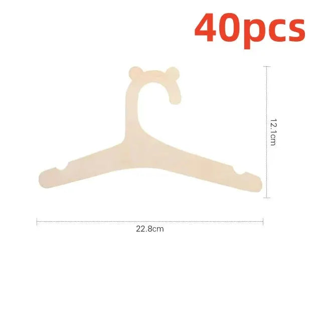 Simples Market bear-shaped wooden baby clothes hanger, natural wood, 40pcs set
