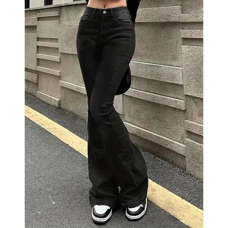 2025 High Waist Flared Bootcut Jeans Women Stretch Denim Bellbottoms