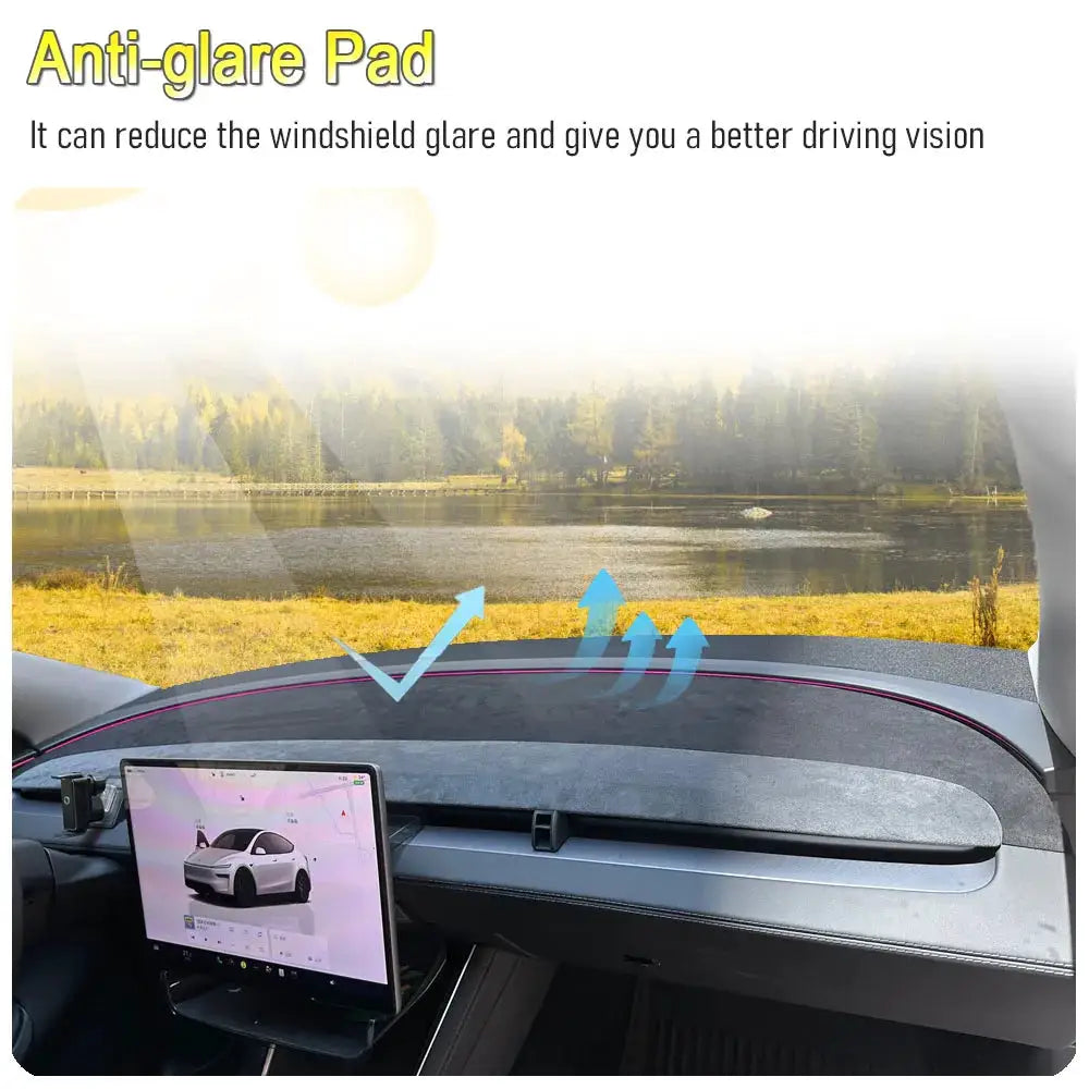 Dashboard cover pad for Tesla Model Y, Juniper suede anti-UV non-slip dash mat by Simples Market