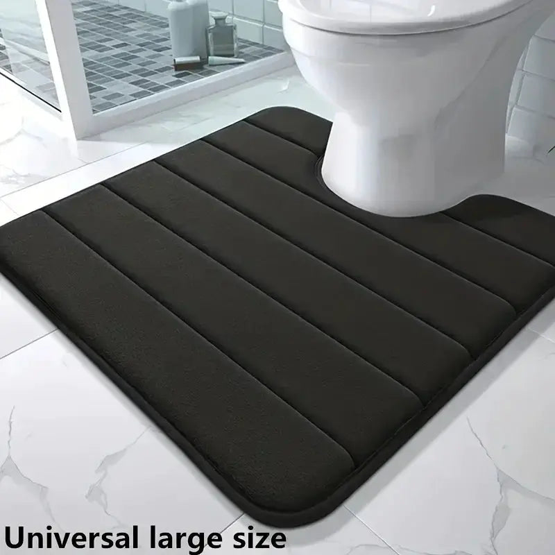 U Shaped Toilet Mat Memory Foam Bath Mat Non Slip Super Absorbent Bathroom Carpet