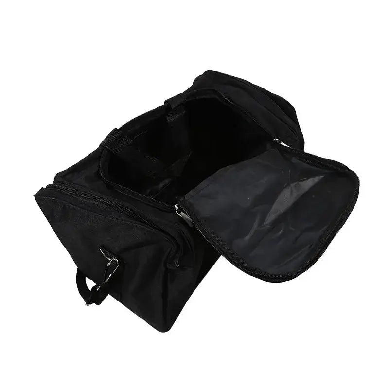 Simples Market black Oxford waterproof travel duffle bag with multiple zip compartments