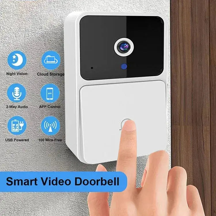 Smart Video Doorbell by Simples Market, white, with HD camera, night vision, and 2-way audio