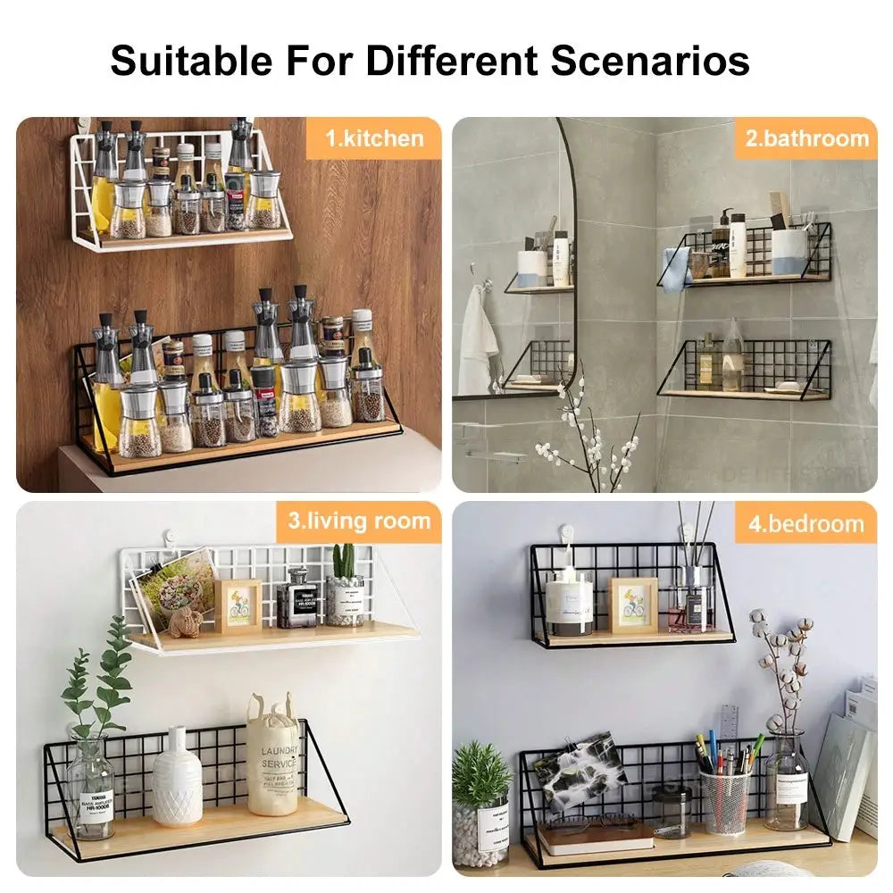 Hanging Wooden Spice Rack And Wall Mounted Spice Jar Storage Shelf For Kitchen Organizer