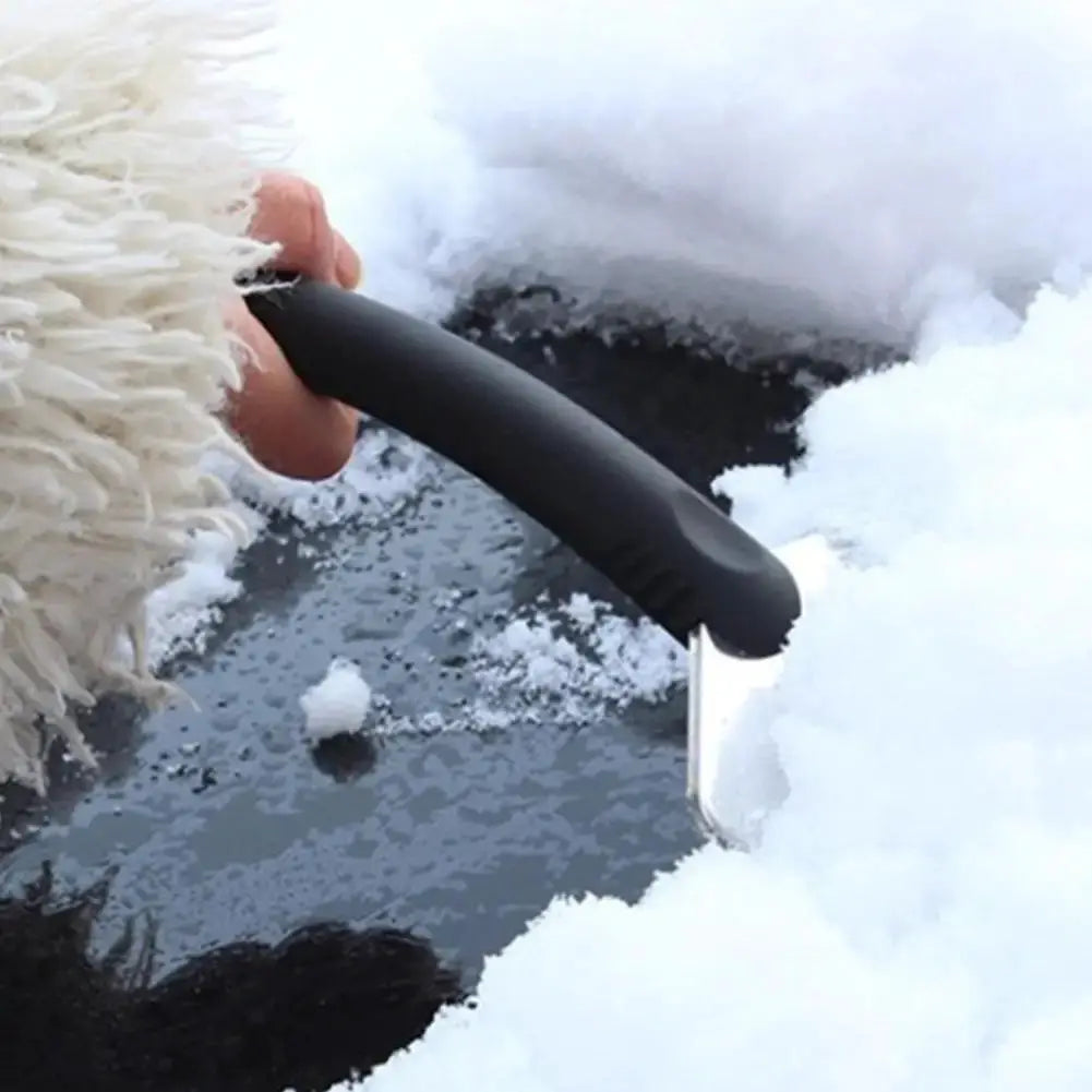 2-piece car snow brush and ice scraper set; black-handled brush with metal ice-scraping blade