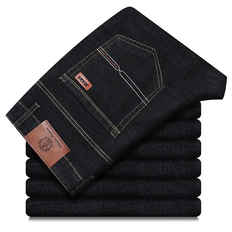 Wthinlee men's denim jeans by Simples Market, dark blue stretch straight-leg with back pocket