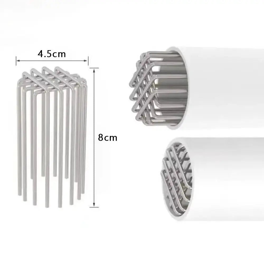Round stainless steel roof drain cap with anti-blocking metal grid, 4.5 cm x 8 cm