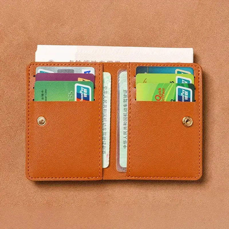 Simples Market PU leather small wallet in orange-brown, bi-fold with multiple card slots
